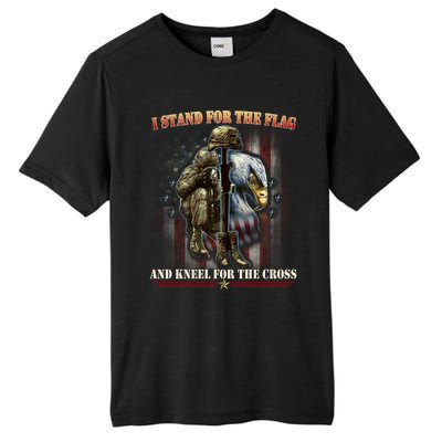 I Stand For The Flag And Kneel For The Cross Us Flag Veteran Gift Tall Fusion ChromaSoft Performance T-Shirt