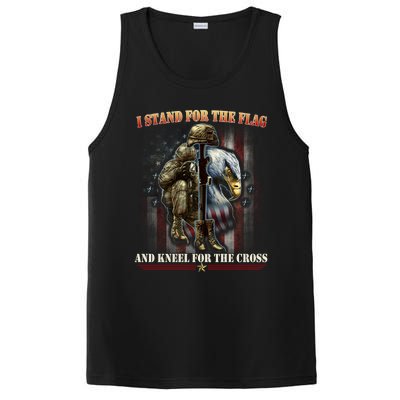 I Stand For The Flag And Kneel For The Cross Us Flag Veteran Gift PosiCharge Competitor Tank