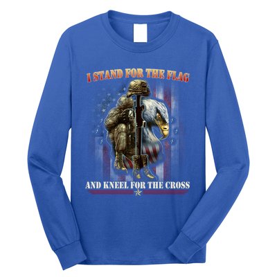 I Stand For The Flag And Kneel For The Cross Us Flag Veteran Gift Long Sleeve Shirt