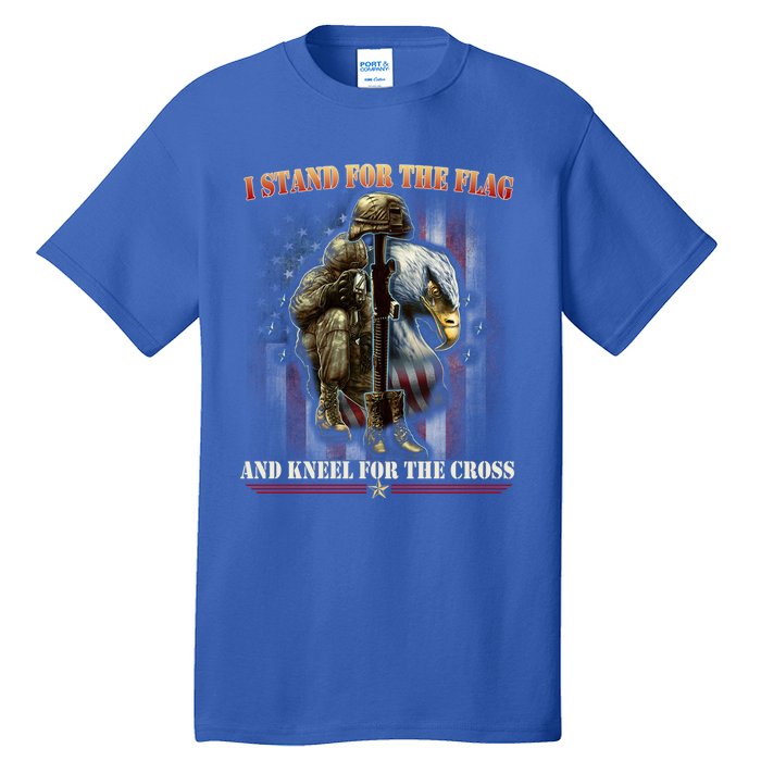 I Stand For The Flag And Kneel For The Cross Us Flag Veteran Gift Tall T-Shirt