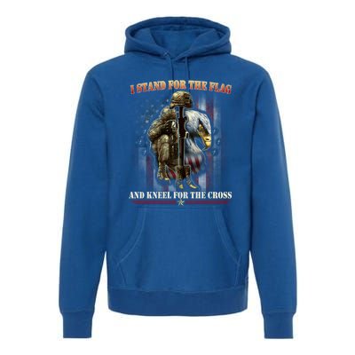 I Stand For The Flag And Kneel For The Cross Us Flag Veteran Gift Premium Hoodie