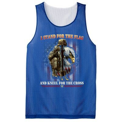 I Stand For The Flag And Kneel For The Cross Us Flag Veteran Gift Mesh Reversible Basketball Jersey Tank