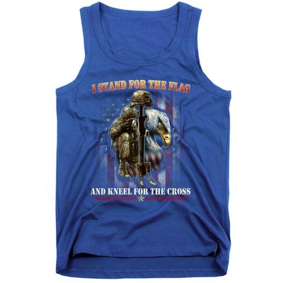 I Stand For The Flag And Kneel For The Cross Us Flag Veteran Gift Tank Top