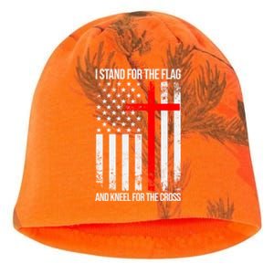 I Stand For The Flag And Kneel For The Cross Usa Flag Gift Kati - Camo Knit Beanie