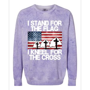 I Stand For The Flag I Kneel For The Cross Usa Patriotic Great Gift Colorblast Crewneck Sweatshirt