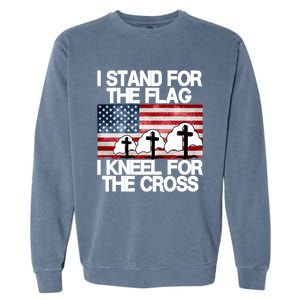 I Stand For The Flag I Kneel For The Cross Usa Patriotic Great Gift Garment-Dyed Sweatshirt