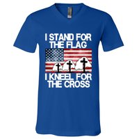 I Stand For The Flag I Kneel For The Cross Usa Patriotic Great Gift V-Neck T-Shirt