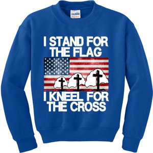 I Stand For The Flag I Kneel For The Cross Usa Patriotic Great Gift Kids Sweatshirt