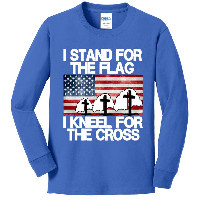 I Stand For The Flag I Kneel For The Cross Usa Patriotic Great Gift Kids Long Sleeve Shirt