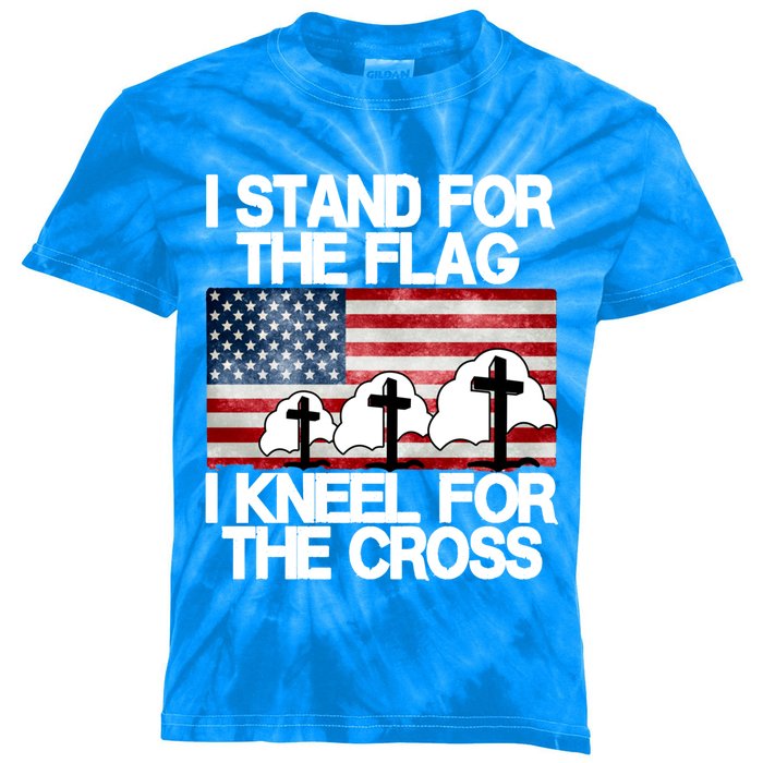 I Stand For The Flag I Kneel For The Cross Usa Patriotic Great Gift Kids Tie-Dye T-Shirt