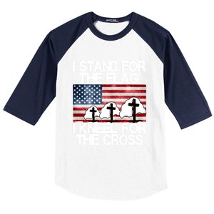 I Stand For The Flag I Kneel For The Cross Usa Patriotic Great Gift Baseball Sleeve Shirt