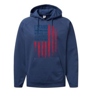 I Stand For This Flag Because Our Heroes Rest Beneath Her Performance Fleece Hoodie