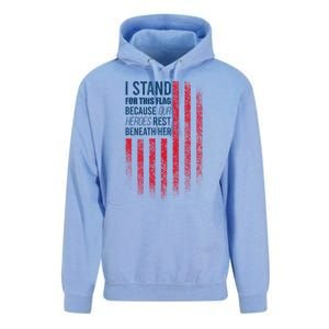 I Stand For This Flag Because Our Heroes Rest Beneath Her Unisex Surf Hoodie