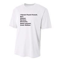 I Speak Fluent French Youth Performance Sprint T-Shirt