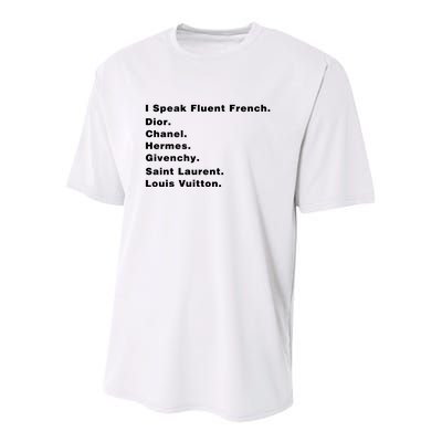 I Speak Fluent French Youth Performance Sprint T-Shirt