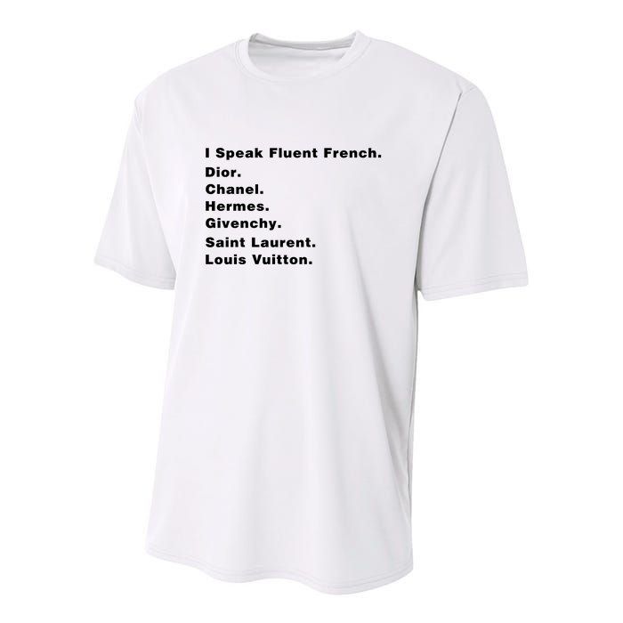 I Speak Fluent French Youth Performance Sprint T-Shirt