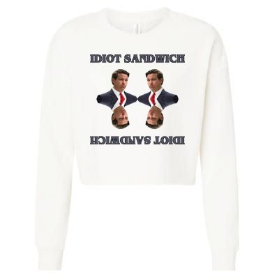 Idiot Sandwich Funny Ron DaSantis Politcal Cropped Pullover Crew