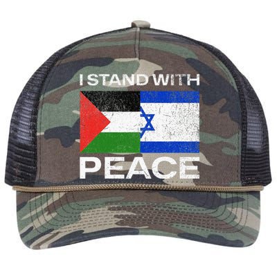 I Stand For Peace For Isreal And For Palestin Retro Rope Trucker Hat Cap