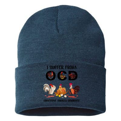 I Suffer From OCD Obsessive Chicken Disorder Sustainable Knit Beanie