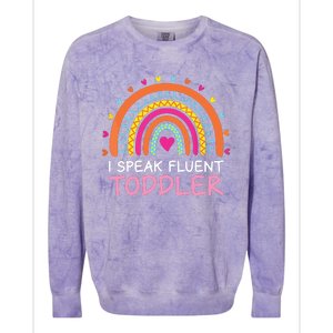 I Speak Fluent Daycare Provider Rainbow PreK Teacher Colorblast Crewneck Sweatshirt