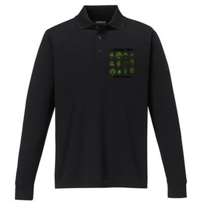 I Speak For Trees Earth Day Save Earth Inspiration Hippie Great Gift Performance Long Sleeve Polo