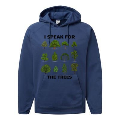 I Speak For Trees Earth Day Save Earth Inspiration Hippie Great Gift Performance Fleece Hoodie