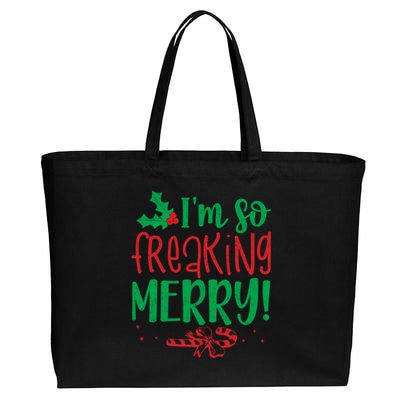 IM So Freaking Merry Funny Christmas Holiday Party Gift Cotton Canvas Jumbo Tote