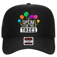 I Speak For Trees Earth Day Save Earth Awareness Hippie High Crown Mesh Back Trucker Hat