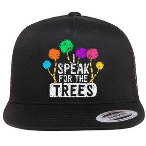 I Speak For Trees Earth Day Save Earth Awareness Hippie Flat Bill Trucker Hat