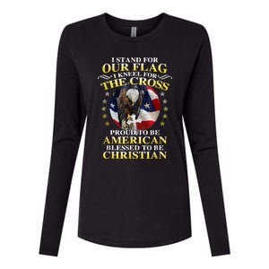 I Stand For Our Flag Kneel For The Cross Eagle 4th Of July Womens Cotton Relaxed Long Sleeve T-Shirt