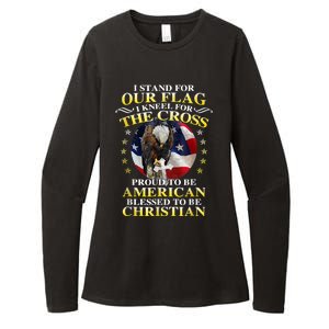 I Stand For Our Flag Kneel For The Cross Eagle 4th Of July Womens CVC Long Sleeve Shirt