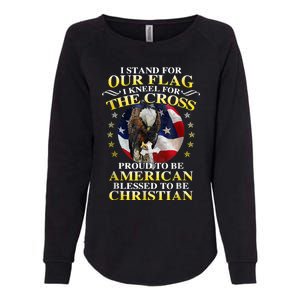 I Stand For Our Flag Kneel For The Cross Eagle 4th Of July Womens California Wash Sweatshirt