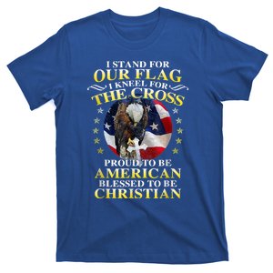 I Stand For Our Flag Kneel For The Cross Eagle 4th Of July T-Shirt