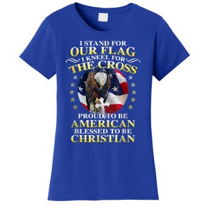 I Stand For Our Flag Kneel For The Cross Eagle 4th Of July Women's T-Shirt