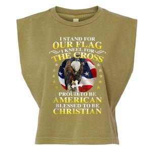 I Stand For Our Flag Kneel For The Cross Eagle 4th Of July Garment-Dyed Women's Muscle Tee