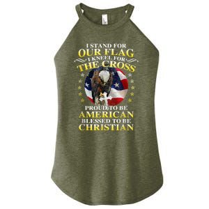 I Stand For Our Flag Kneel For The Cross Eagle 4th Of July Women's Perfect Tri Rocker Tank