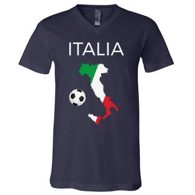 Italy Soccer Forza Azzurri Italian Italia V-Neck T-Shirt