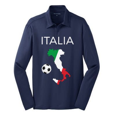 Italy Soccer Forza Azzurri Italian Italia Silk Touch Performance Long Sleeve Polo