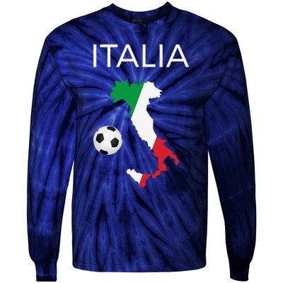 Italy Soccer Forza Azzurri Italian Italia Tie-Dye Long Sleeve Shirt