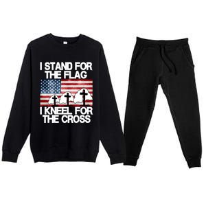 I Stand For The Flag I Kneel For The Cross Usa Patriotic Gift Premium Crewneck Sweatsuit Set