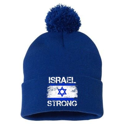 Israel Strong Flag Support I Stand With Israel Pom Pom 12in Knit Beanie