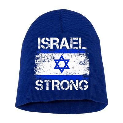 Israel Strong Flag Support I Stand With Israel Short Acrylic Beanie