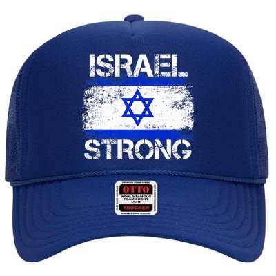 Israel Strong Flag Support I Stand With Israel High Crown Mesh Back Trucker Hat