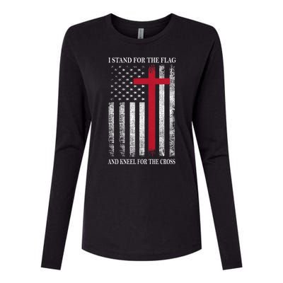 I Stand For The Flag And Kneel For The Cross Usa Flag Womens Cotton Relaxed Long Sleeve T-Shirt