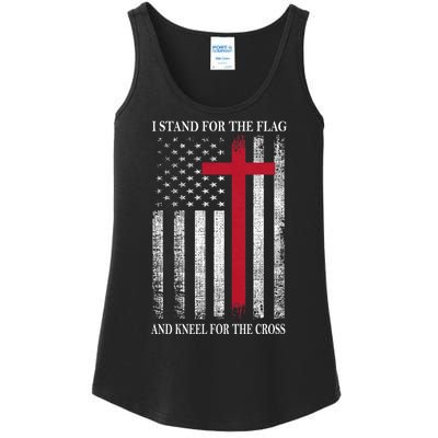 I Stand For The Flag And Kneel For The Cross Usa Flag Ladies Essential Tank