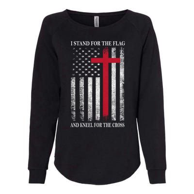 I Stand For The Flag And Kneel For The Cross Usa Flag Womens California Wash Sweatshirt