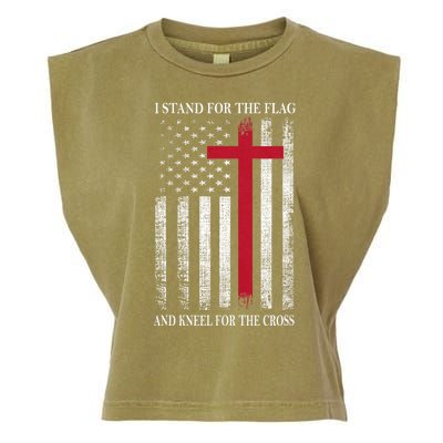 I Stand For The Flag And Kneel For The Cross Usa Flag Garment-Dyed Women's Muscle Tee