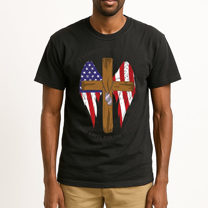 I Stand For The Flag Kneel For The Cross USA Tall T-Shirt