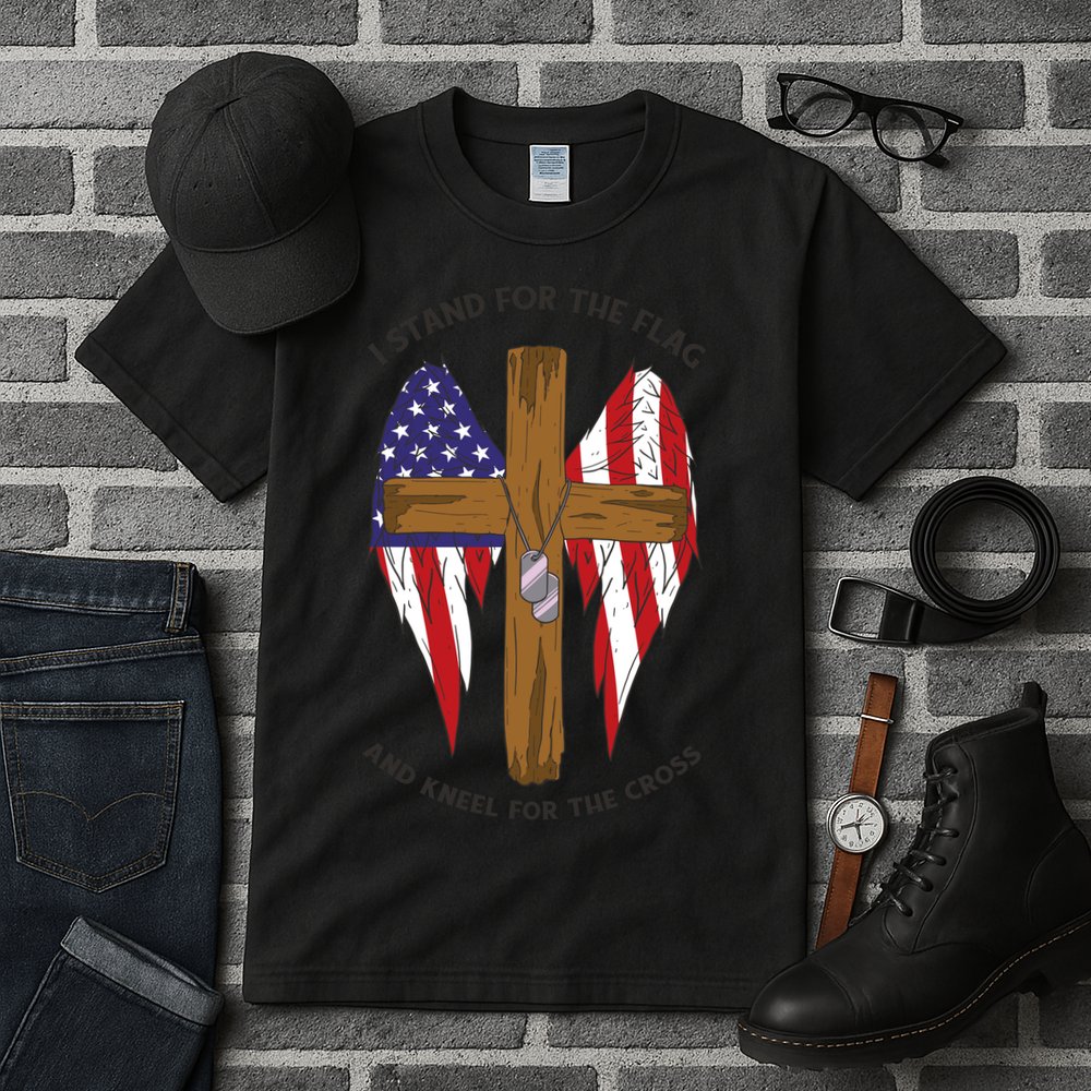 I Stand For The Flag Kneel For The Cross USA Tall T-Shirt