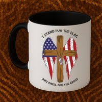 I Stand For The Flag Kneel For The Cross USA Mug
